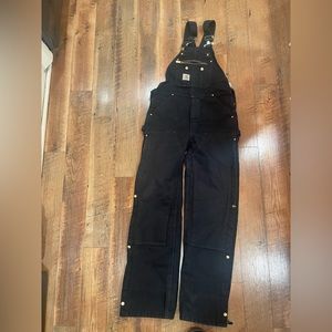 Carhartt quilt lined black overalls mens double knee size 32 x 36. Very warm